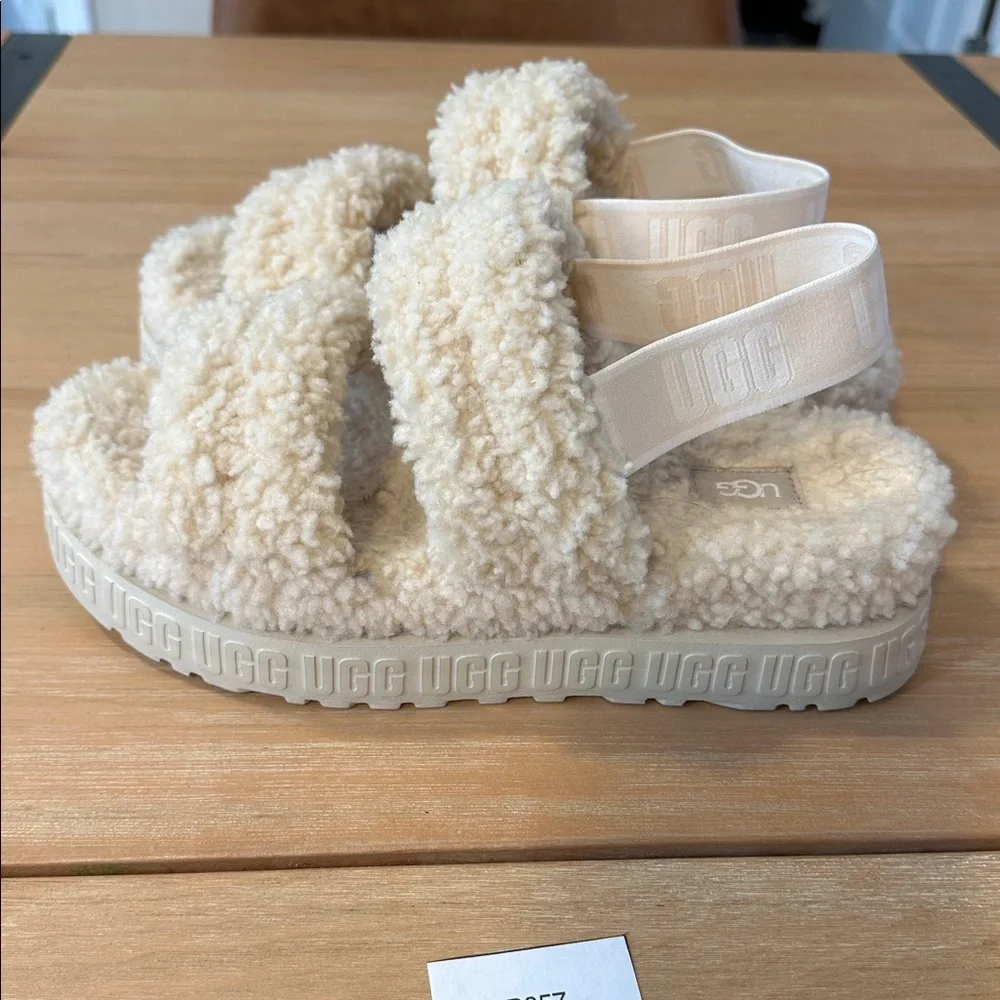 UGG Oh Fluffita 9.5 Geniune Slingback Platform Sheepskin Curly Slipper - Picture 1 of 5